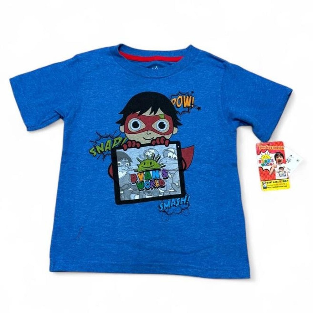 Ryan's World Graphic Tee Blue Rare NWT 2018 Era summer Playtime Size 3T Casual